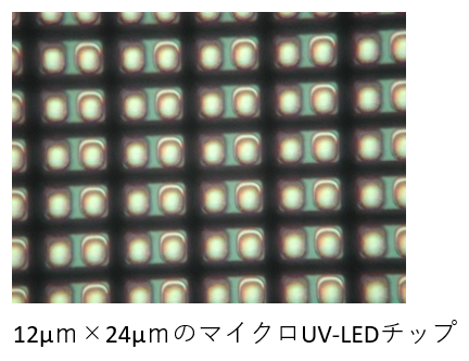 12μｍ×24μｍのマイクロUV-LEDチップ